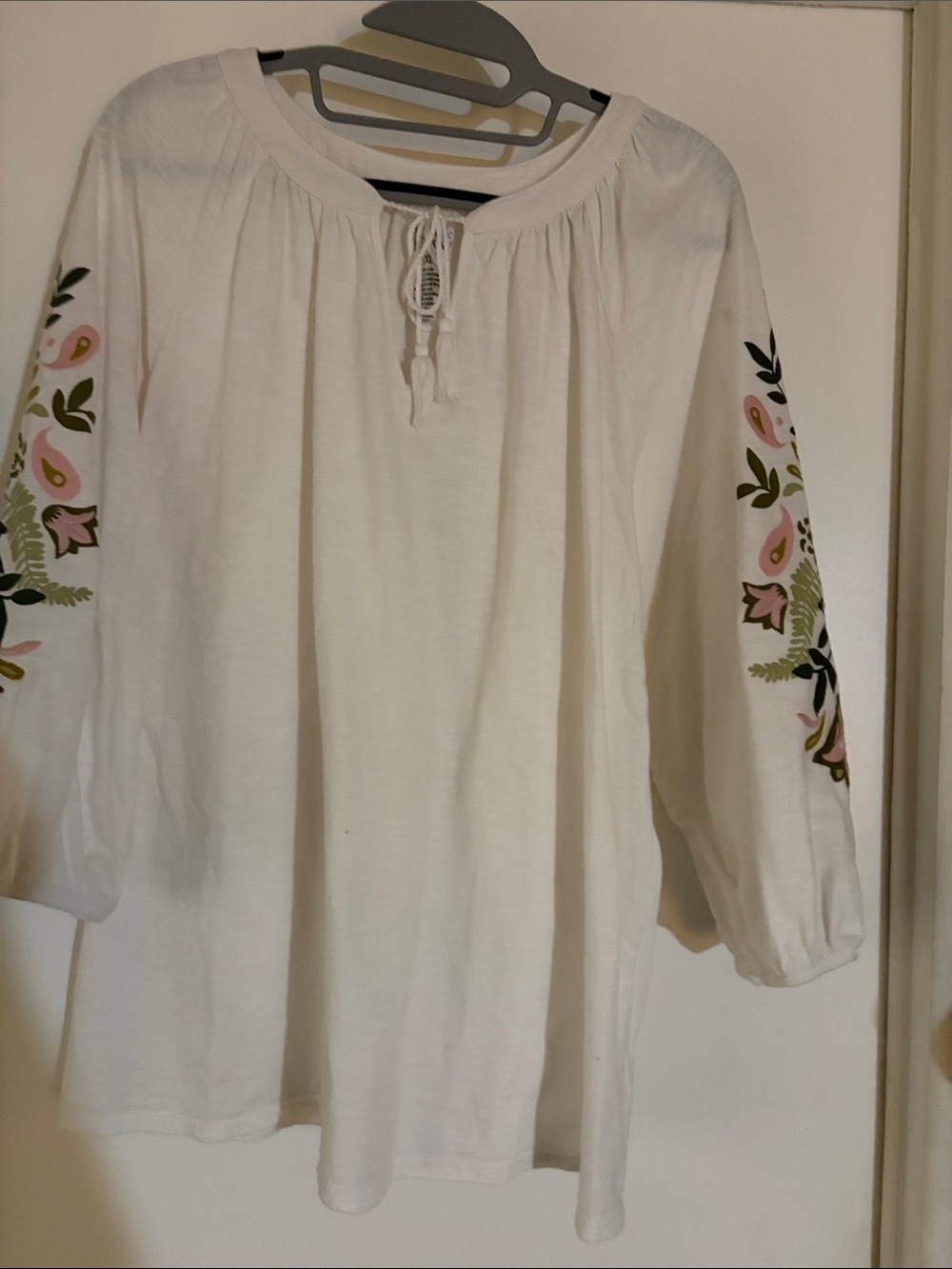 croft & barrow White Womens Cotton peasant top Tee  XXL